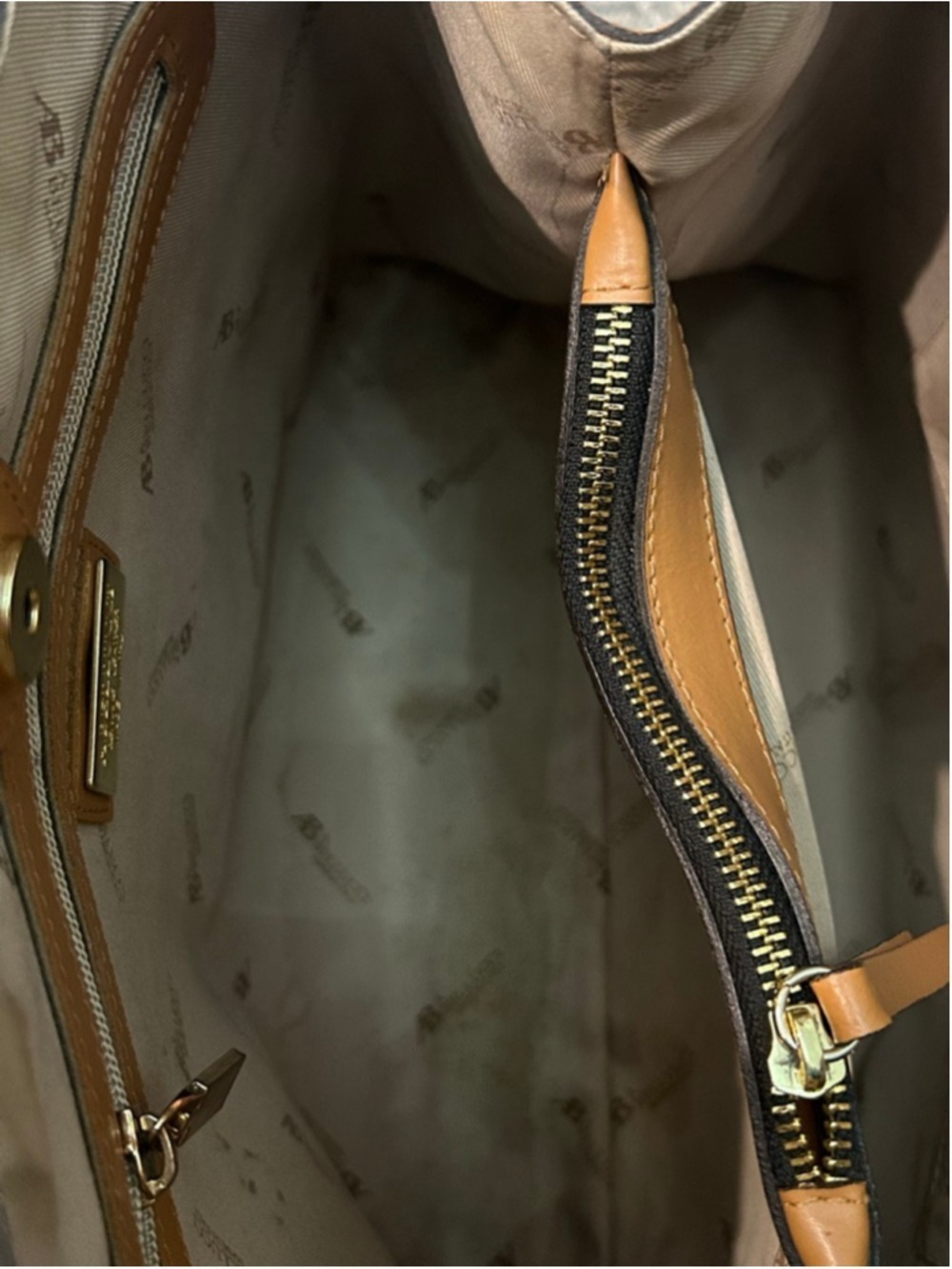 Women's A Bellucci Tan Leather Satchel made in Italy 14 x 11 x 6 - Picture 11 of 15